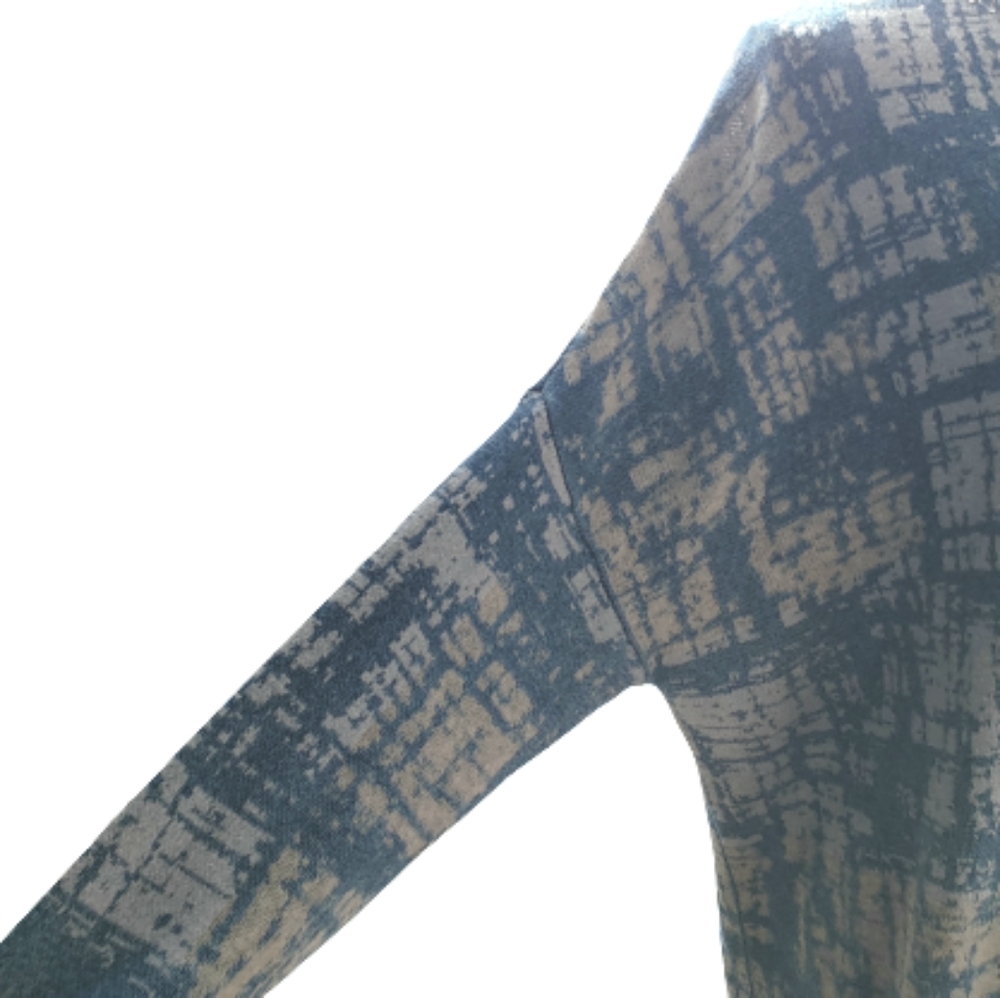 Pure Jill J Jill XL Indigo Blue Cotton Two-Tone Abstract One Button Cardigan - Picture 8 of 10